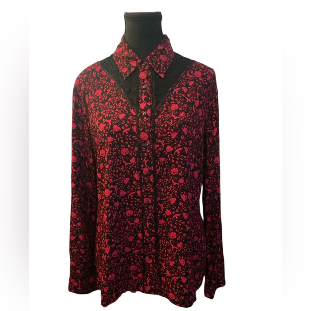 Express Floral Patterned Button Down Shirt M EUC